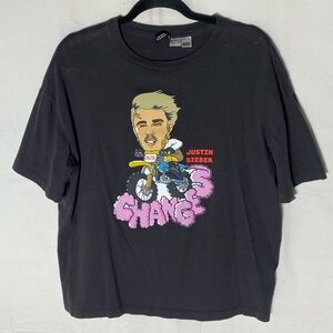 H&M Divided Grey Justin Bieber Changes 2020 Graphic Tee Crew Neck T Shirt M